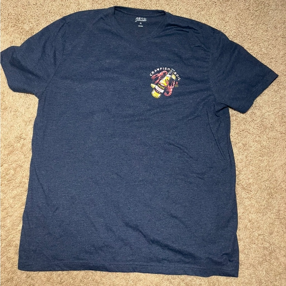 IZOD Saltwater Men’s Navy Blue T-shirt Crawfish Boil Lager Fest Size XL